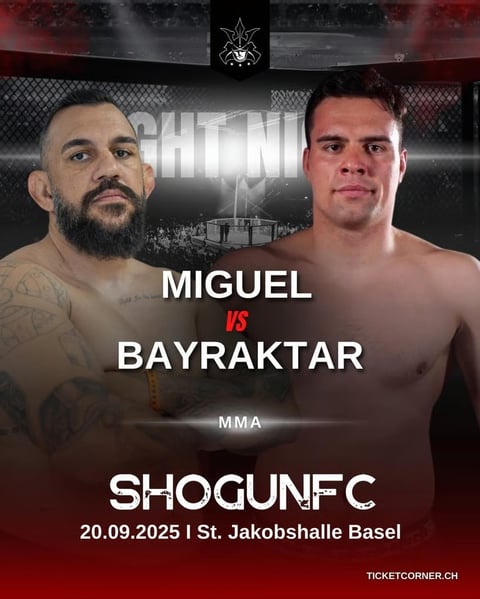 MMA fight poster for Miguel vs Bayraktar at Shogun FC on September 20, 2025 in Basel
