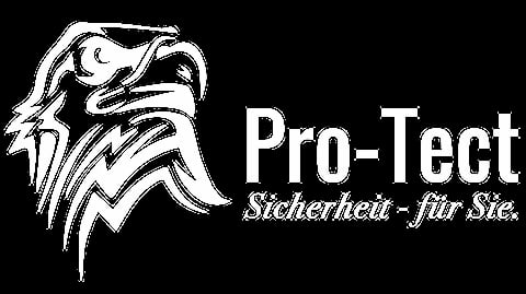 Pro-Tect logo with stylized eagle head and German tagline Sicherheit für Sie on black background