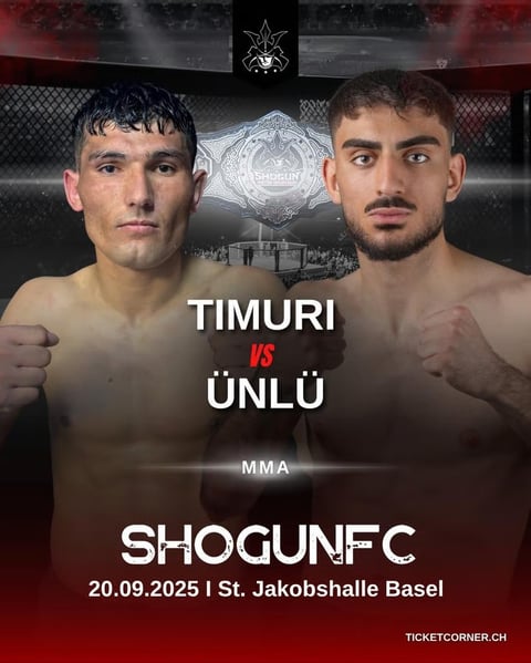MMA fight poster for Timuri vs Unlü at Shogun FC on September 20, 2025 in Basel